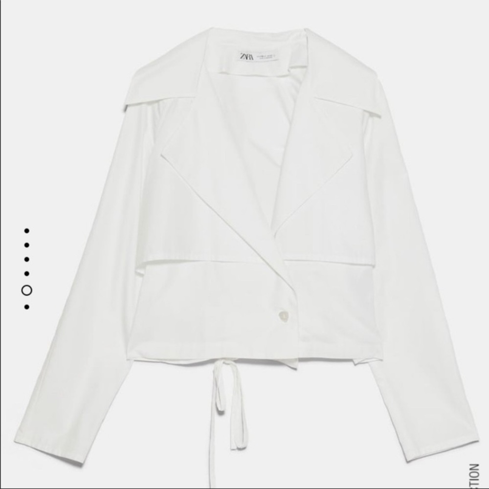 Zara White Lapel Collar Poplin Blouse sz Small